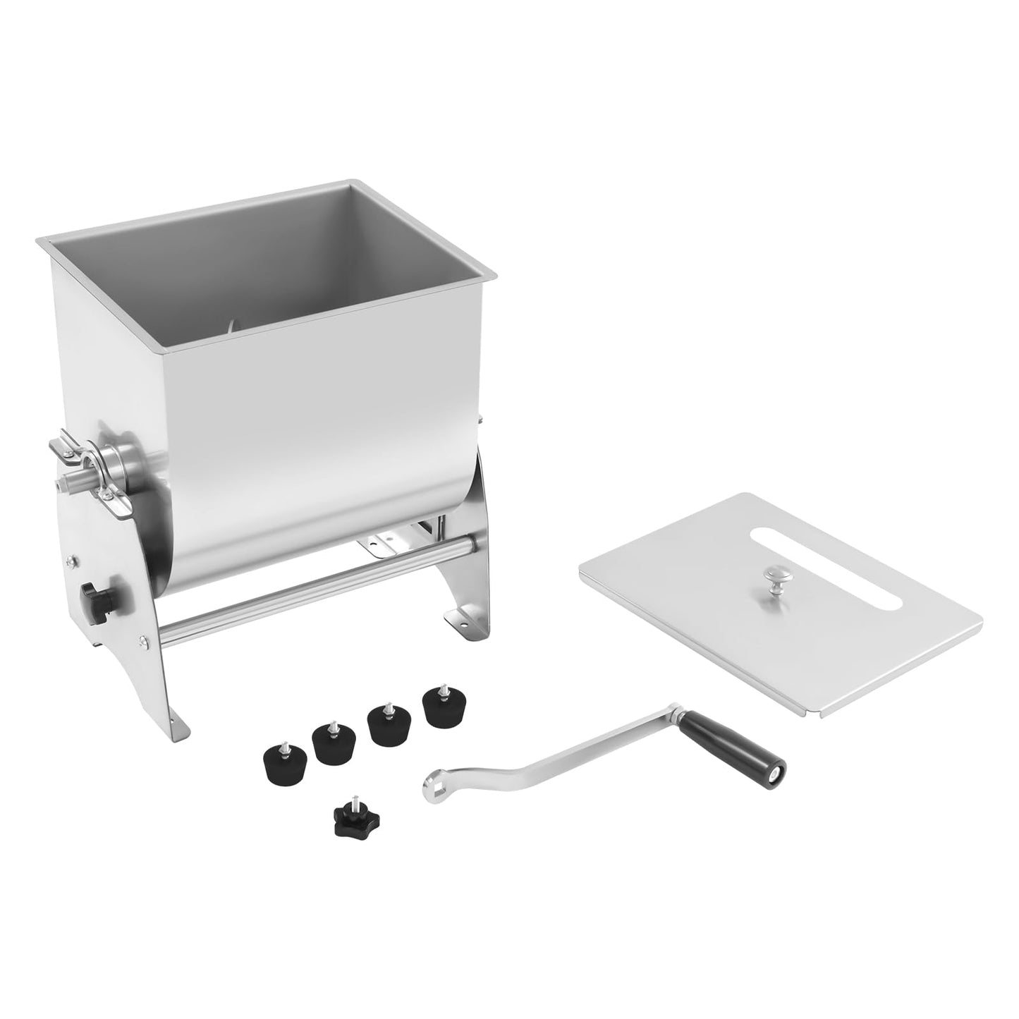 Commercial Tilting Meat Mixer, 22 lb Stainless Steel Sausage Mixer Machine, Manual Crank with Removable Paddle & Non-Slip Base, for Burger Jerky Seasoning, Home & Restaurant Use