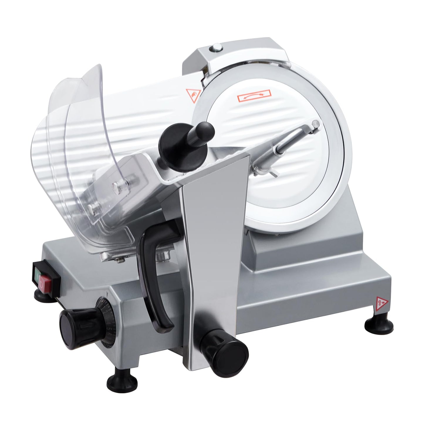 Takywep Takywep Commercial Meat Slicer - 10 Inch Electric Food Slicer, Semi-automatic 240W, Stainless Steel, Adjustable Thickness 0-12mm, Silver, Home & Commercial Use