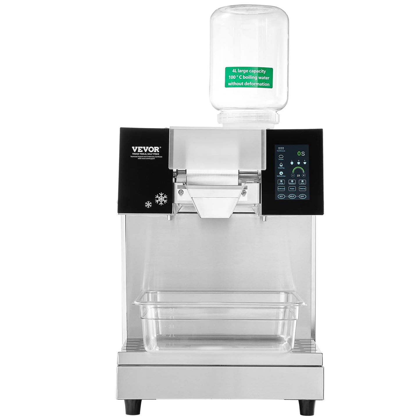 VEVOR Commercial Snowflake Ice Machine, 397LBS/24H Snowflake Ice Maker, Stainless Steel Ice Shaver Machine, Electric Snow Cone Maker, Liquid Cooling System for Rapid Heat Dissipation, Ice Cream