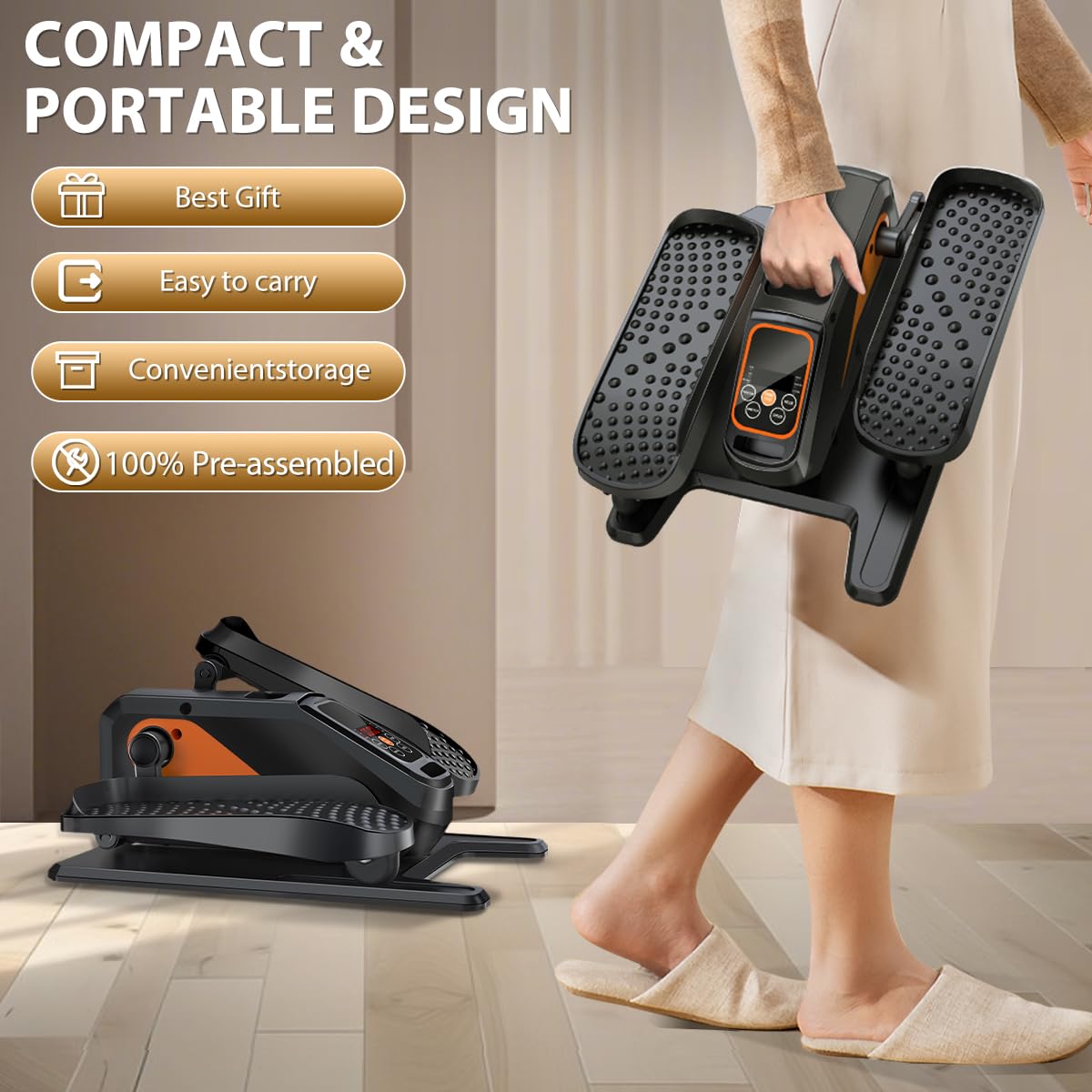 Under Desk Elliptical Machine, Electric Elliptical as Seen on TV for Seniors Adults with 15 Adjustable Speed, Quiet & Portable Electric Seated Pedal Exerciser for Home Office