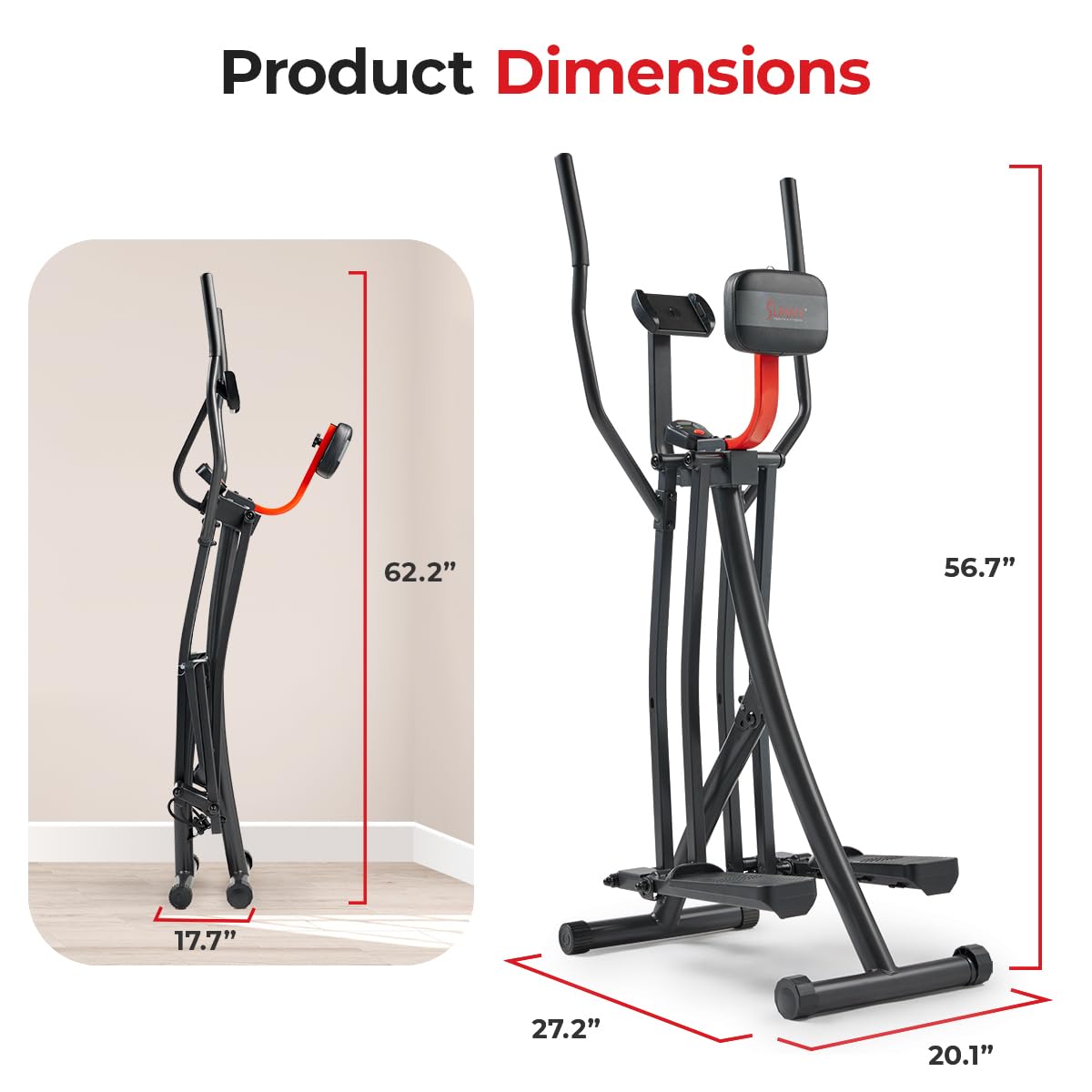 Sunny Health & Fitness SF-E902S Air Walk Pro Trainer Elliptical Machine Glider w/LCD Monitor, 220 LB Max Weight and 30 Inch Stride