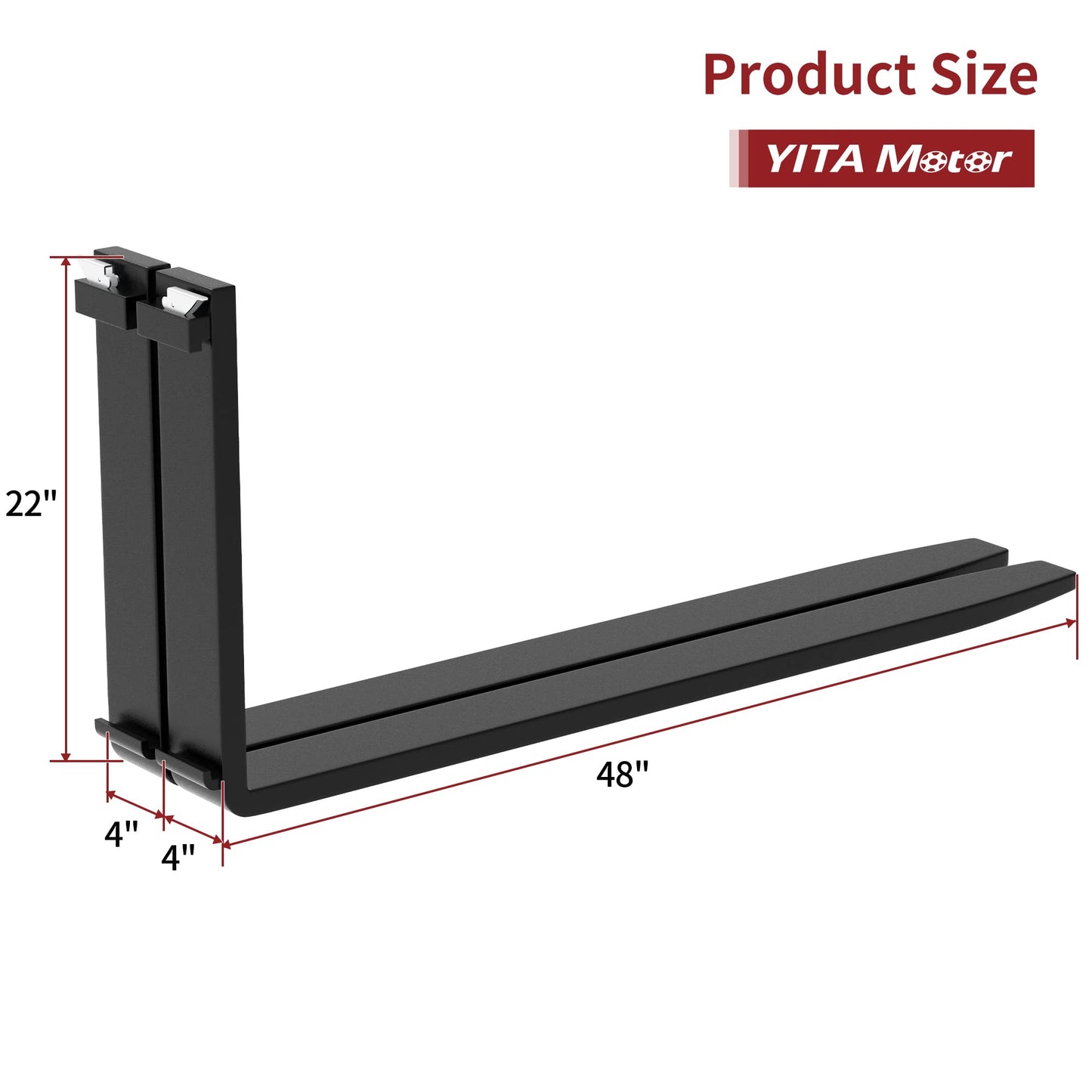 YITAMOTOR 48" Pallet Fork Blades, 4000lbs Capacity Forklift Blades for Tractors Loaders Skid Steer Attachment, 2 Packs