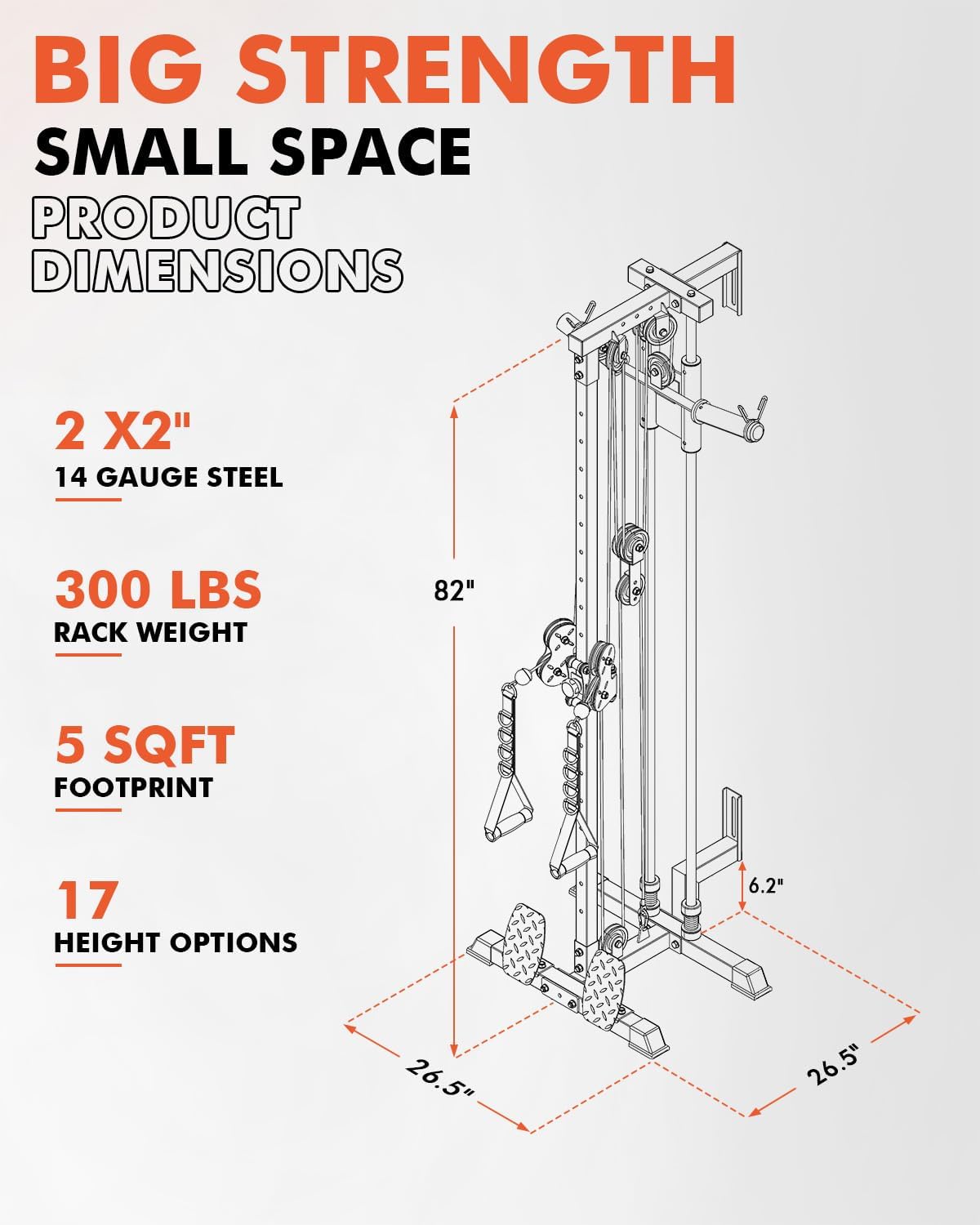 Mikolo Wall Mount Cable Station, Cable Crossover Machine with Dual Pulley System and 18 Adjustable Positions for Home Gym Fitness Equipment, Black