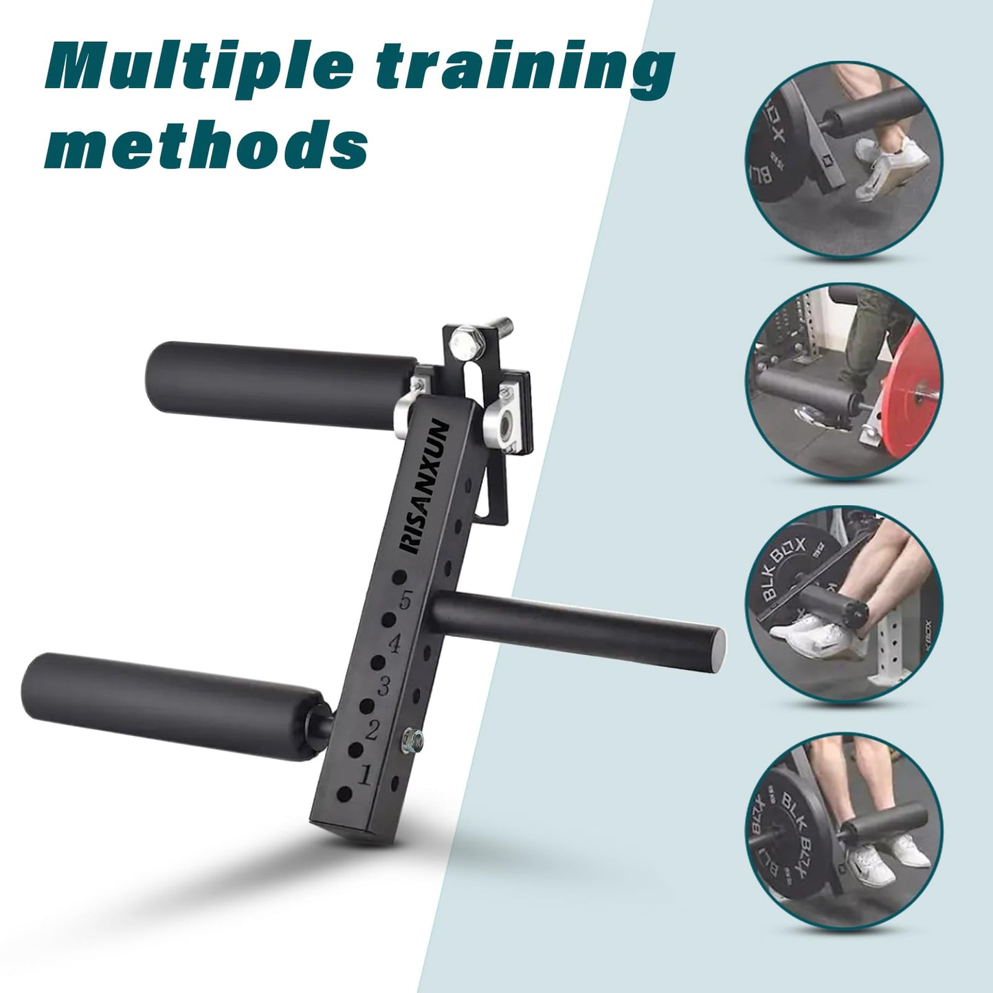 RISANXUN Leg Extension & Curl Machine, Adjustable Leg Trainer for Muscle Building - Squat Rack Attachment, 16mm/5/8" Column Aperture - Max Load 600lbs