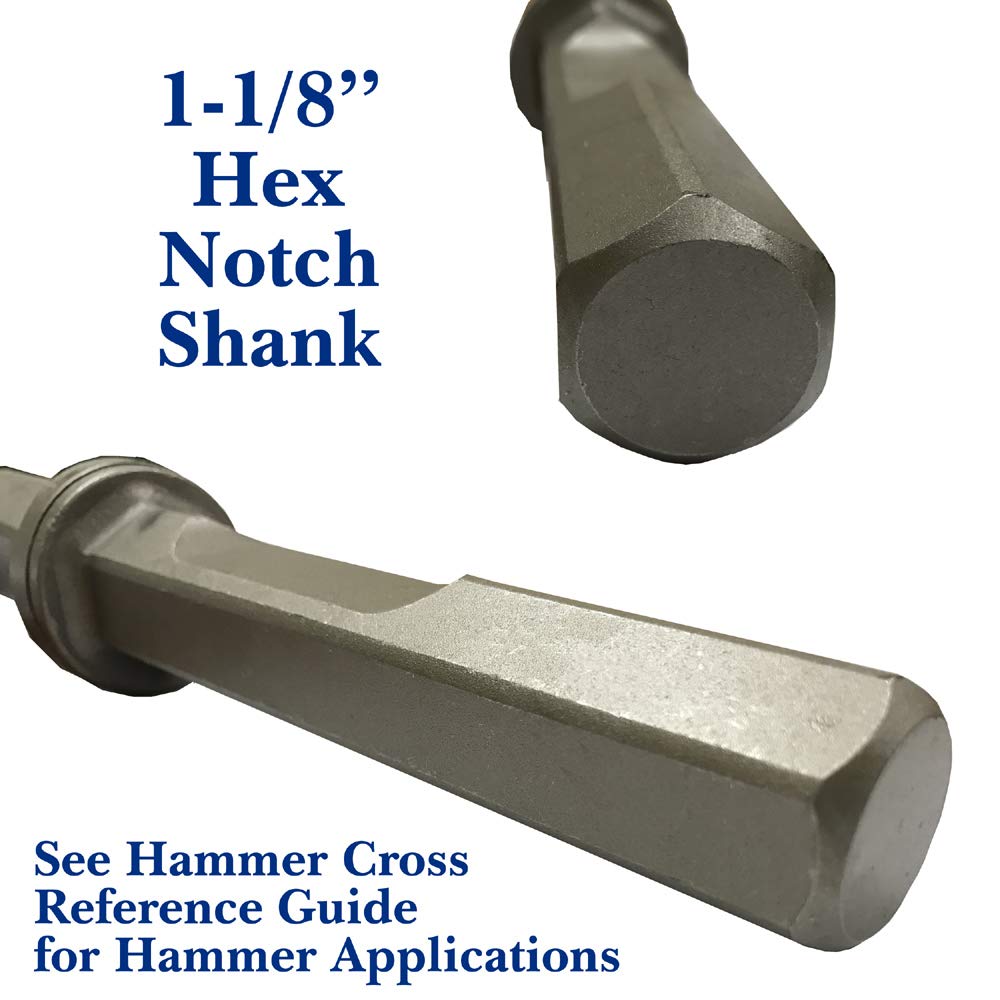 HEAVY DUTY- Floor Scraper System, 1-1/8-Inch Hex Notch Shank 6" Wide 2mm Thick Stainless Steel Blade - Champion Chisel/Works great with Demolition Hammer Carts