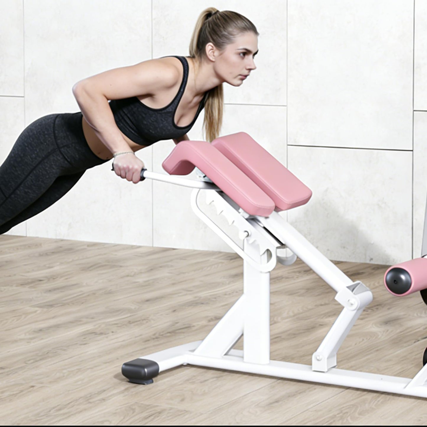 Roman Chair, Hyperextension Bench for Waist, Gym Back Extension Machine Heavy-Duty 300 kg (660 lbs) Weight Capacity, Adjustable(PINK)