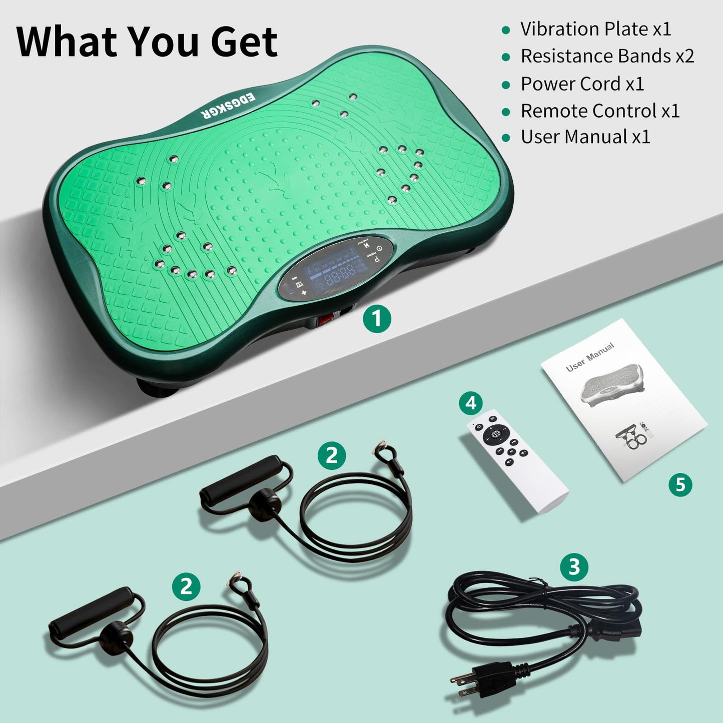 EDGSKGR Vibration Plate Exercise Machine for Whole Body Workout, Professional Vibrating Plate with 330lbs Capacity, 5 Preset Programs & Bluetooth for Home Office Lymphatic Drainage & Weight Loss