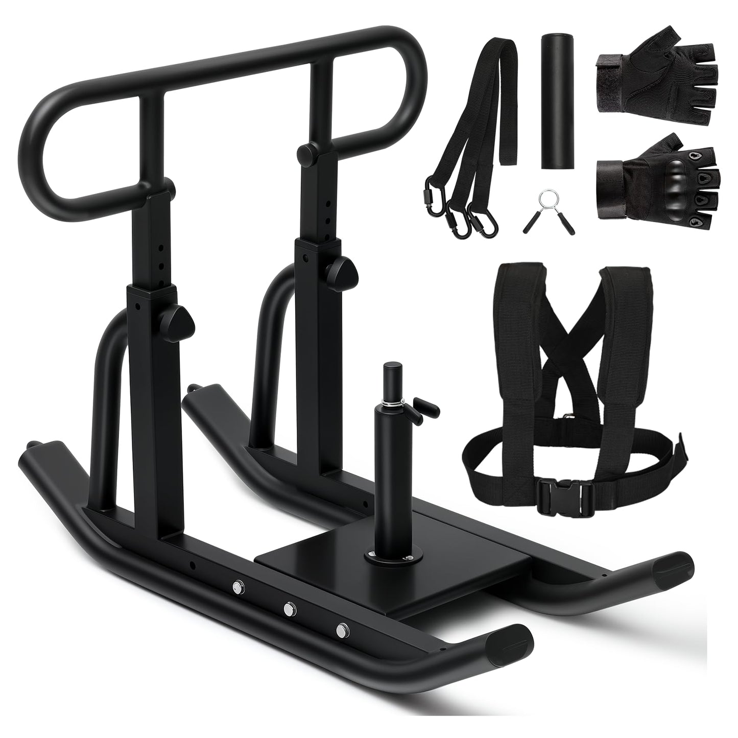 Pulaim Weight Sled, Fitness Sled, Fitness Strength Training Sled,Adjustable Height Weight Training Sled, Heavy Duty Workout Sled for 1" and 2" Weight Plates- with Size S Tactical Gloves