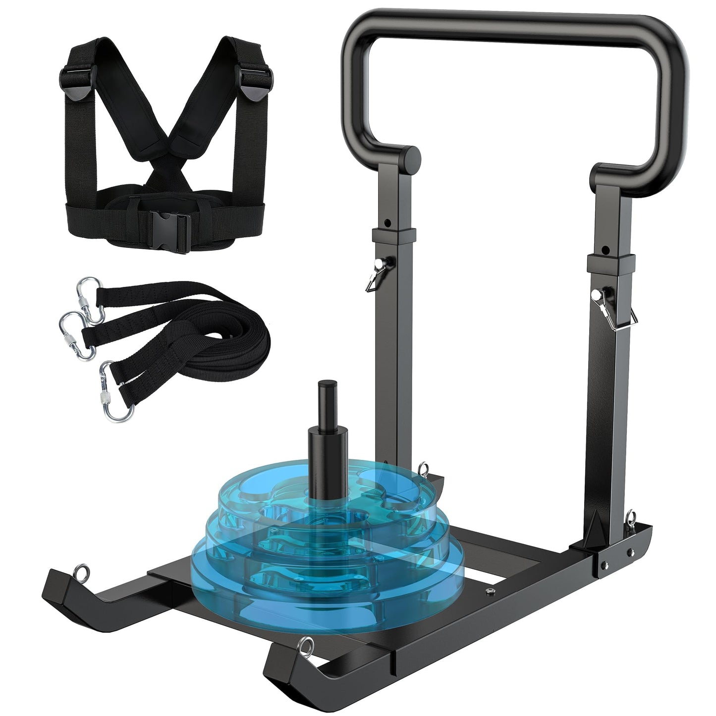GanFindX Adjustable Weight Sled for Push & Pull Training, Heavy-Duty Fitness Sled with 5 Adjustable Handles, Improves Speed and Strength, Fits 1" & 2" Weight Plates