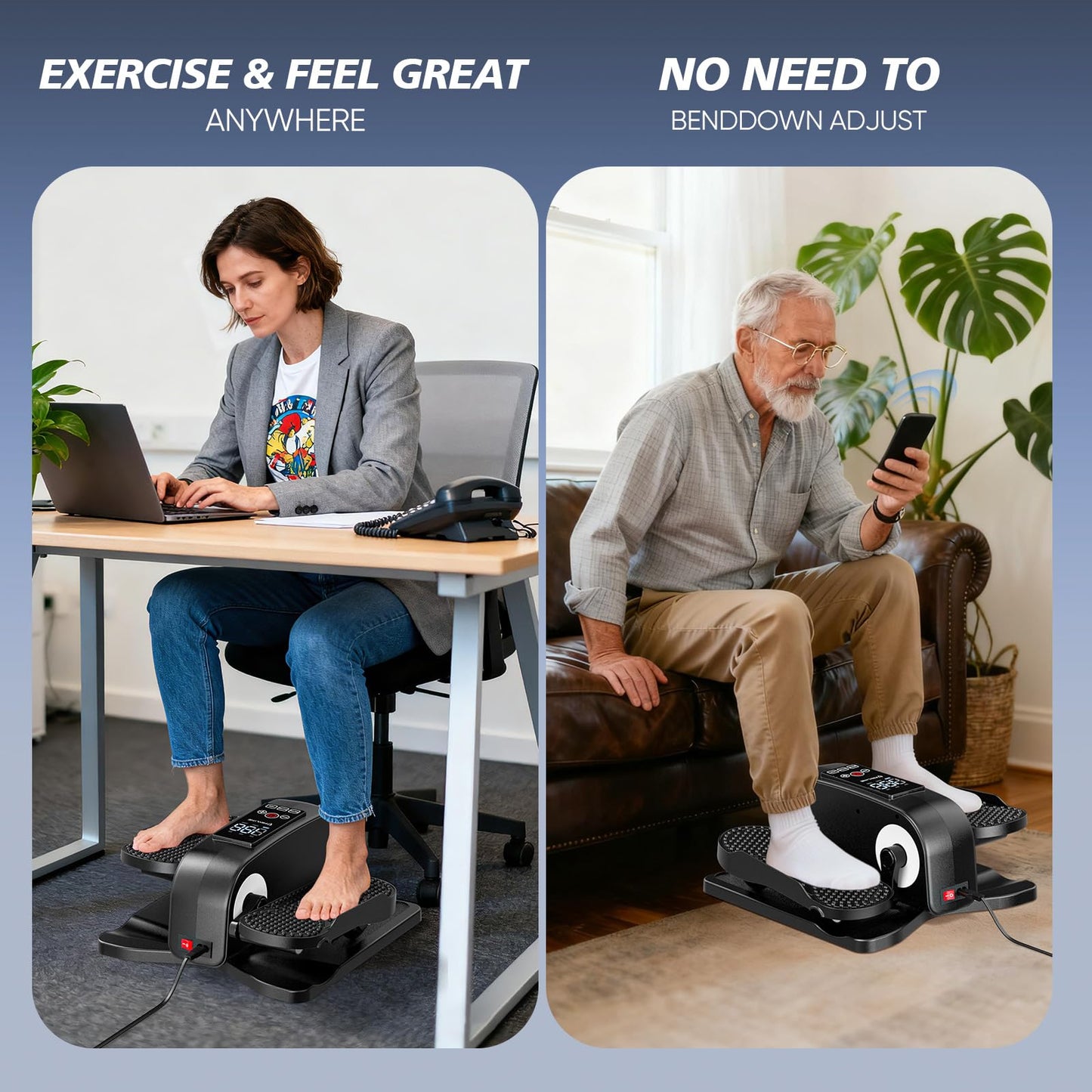 Under Desk Elliptical Machine Elliptical Leg Exerciser as Seen on TV for Senior with Remote Control Portable Quiet Electric Seated Pedal Exerciser with 12 Adjustable Speed