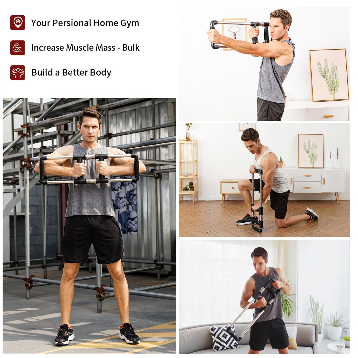 GOFITNESS Push Down Bar Chest Trainer - Home Workout Equipment for Chest, Arm, Shoulder, Abs and Back - Chest Exerciser Home Gym Strength Trainer