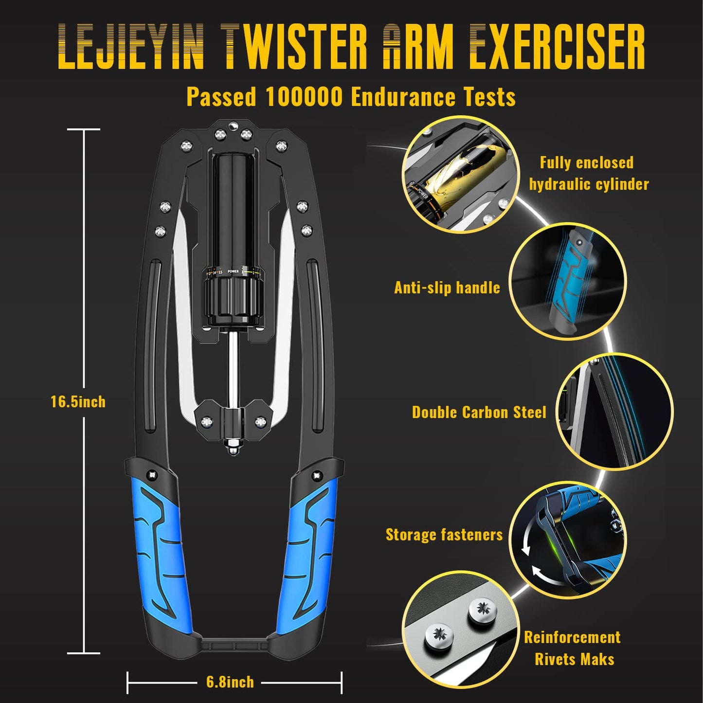 Twister Arm Exerciser - Adjustable 22-440lbs Hydraulic Power/ Arm Exercise Equipment/Upper Body Exercise /Chest Workout/Shoulder Exercise Machine (Blue)