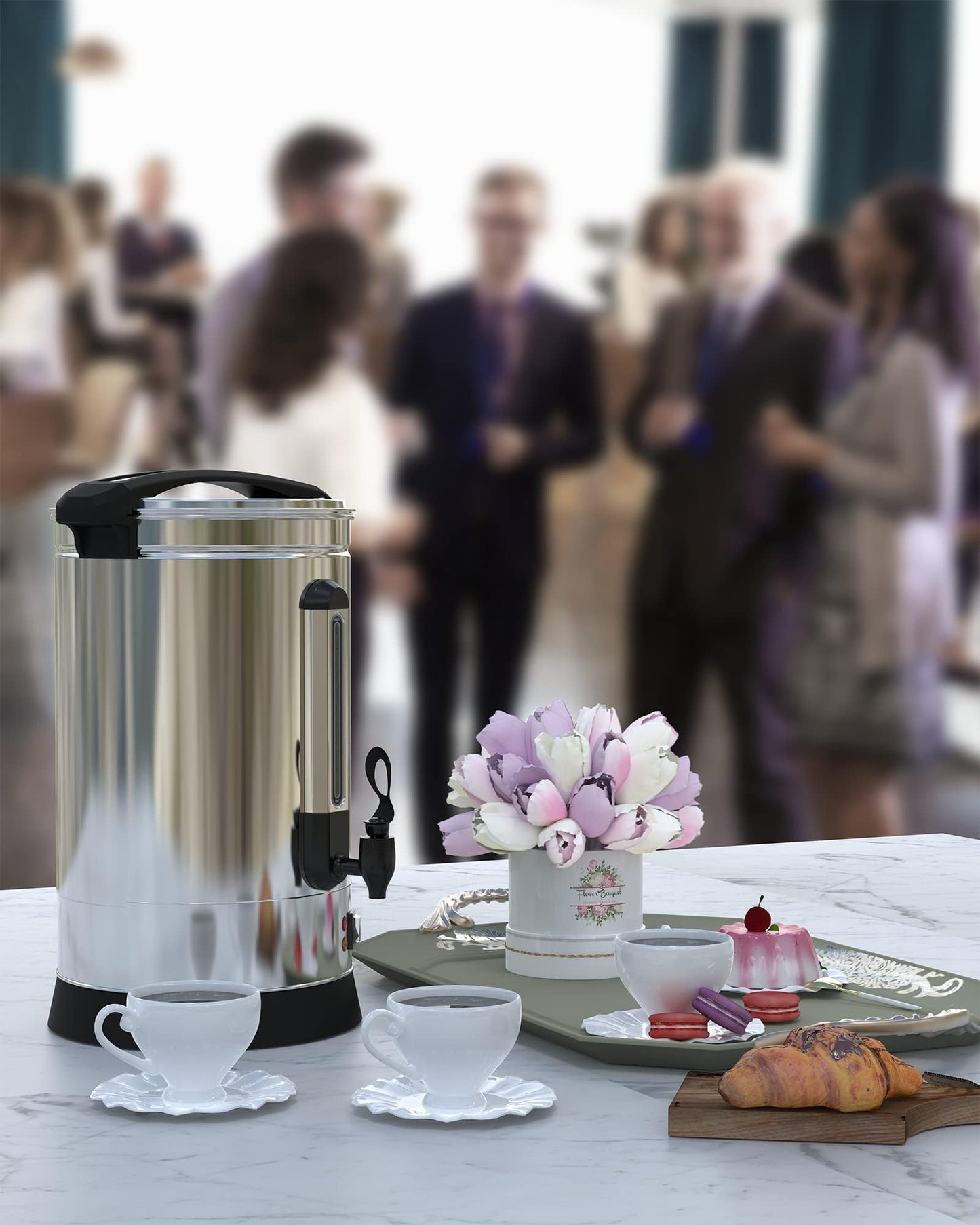 120 Cup Coffee Urn, 18L/4.8Gal Large Capacity Stainless Steel Hot Beverage Dispenser, Fast Brew Rapid Extraction, Auto Temperature Control Faucet, Commercial Hot Water Urn for Party Buffet Catering