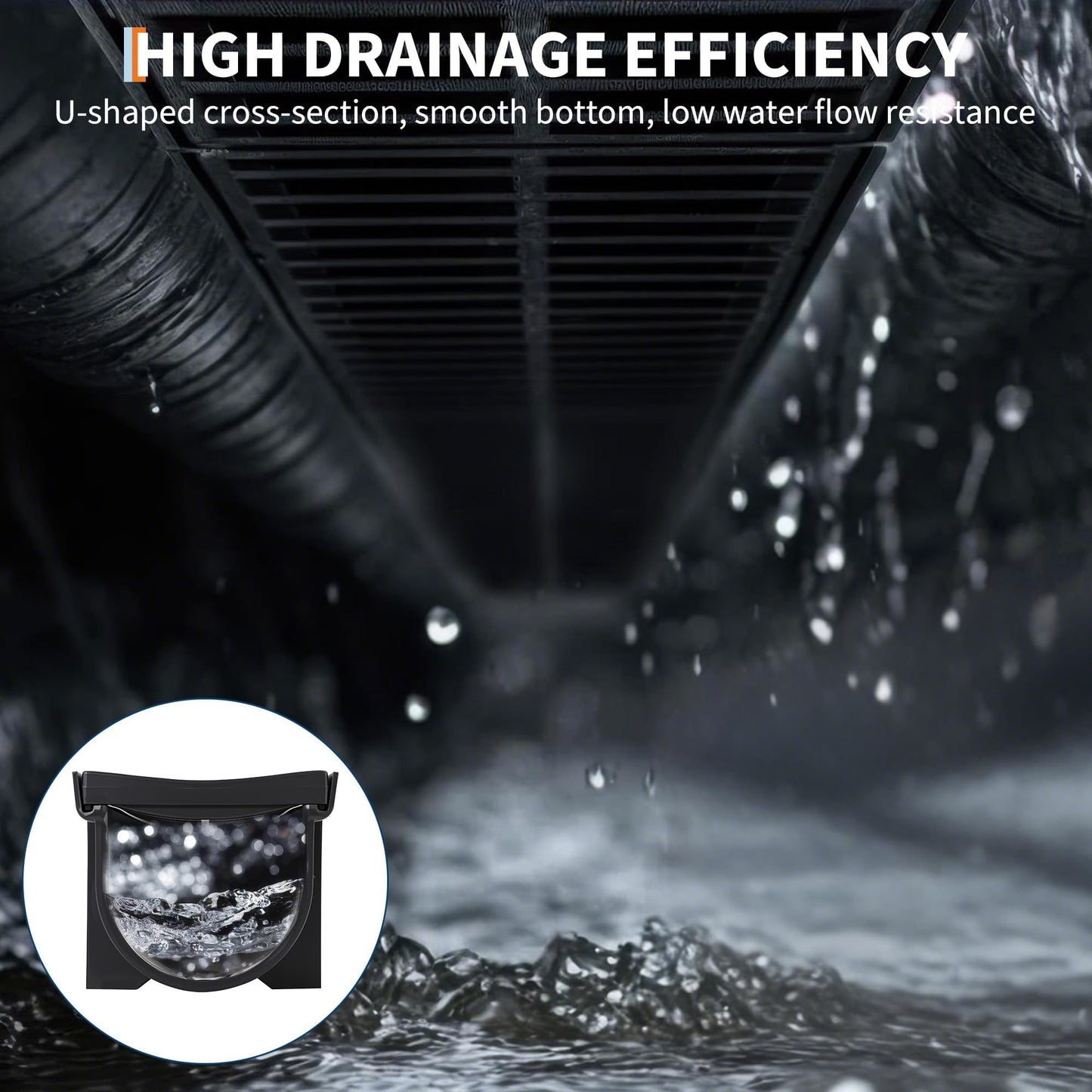 GarveeHome 5-Pack HDPE Trench Drain System, 5.9" w x 5.1" h Driveway Drainage Channel with Plastic Grates & End Caps, Heavy Duty for Patio, Garage, Yard & Pool Deck - Black 39.4" l