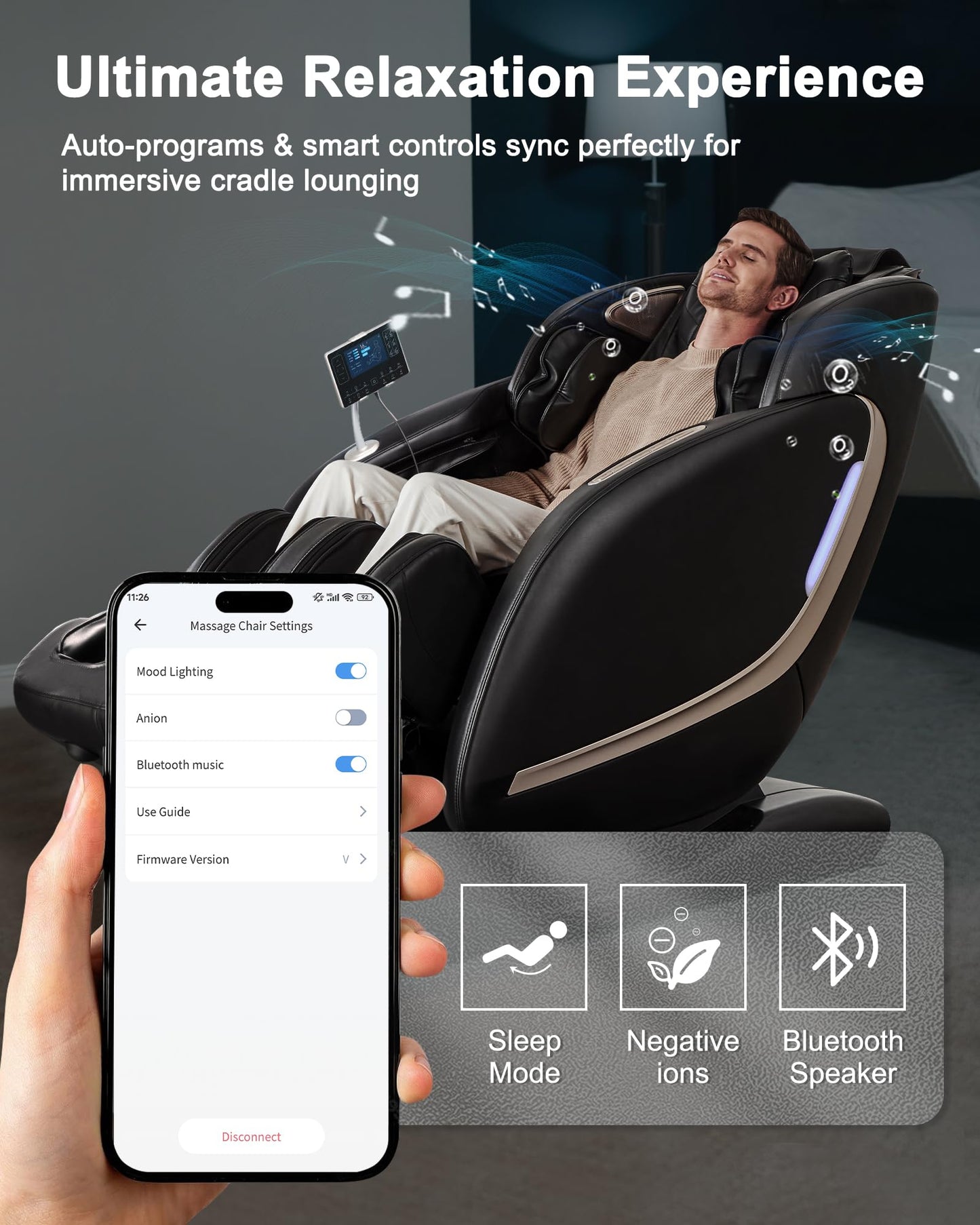 EASPEARL Massage Chair Full Body,53.15in SL-Track,Zero Gravity Massage Chair with Heat, Auto Footrest,OTA Upgraded 24 Auto Modes,LCD Screen,36 Airbags, Bluetooth&APP Control, Shiatsu&Thai Stretch