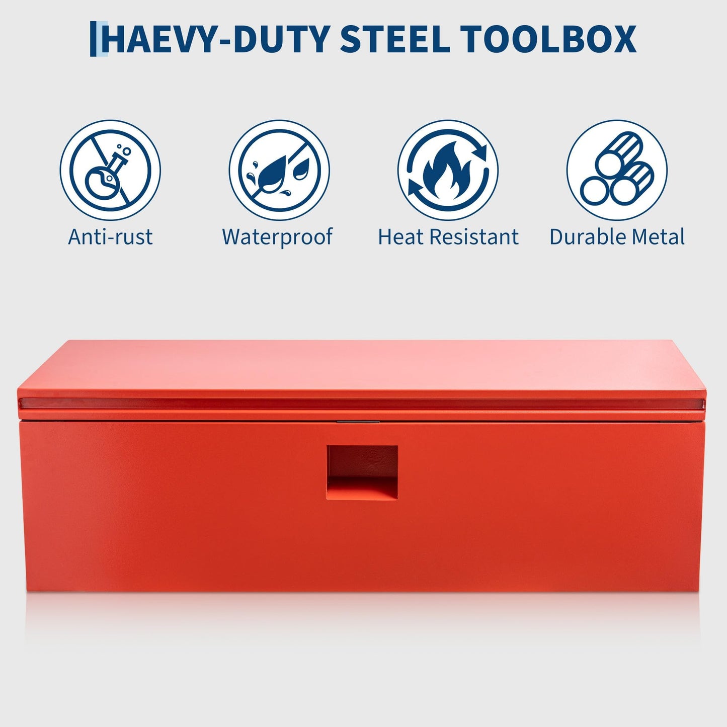 GarveeLife Heavy Duty Steel Truck Bed Toolbox – 36x15in Waterproof Storage Chest with Dual Hydraulic Levers, Lock & Keys, Garage & Workshop Organizer for Pickup, RV, Trailer – Red - MHL