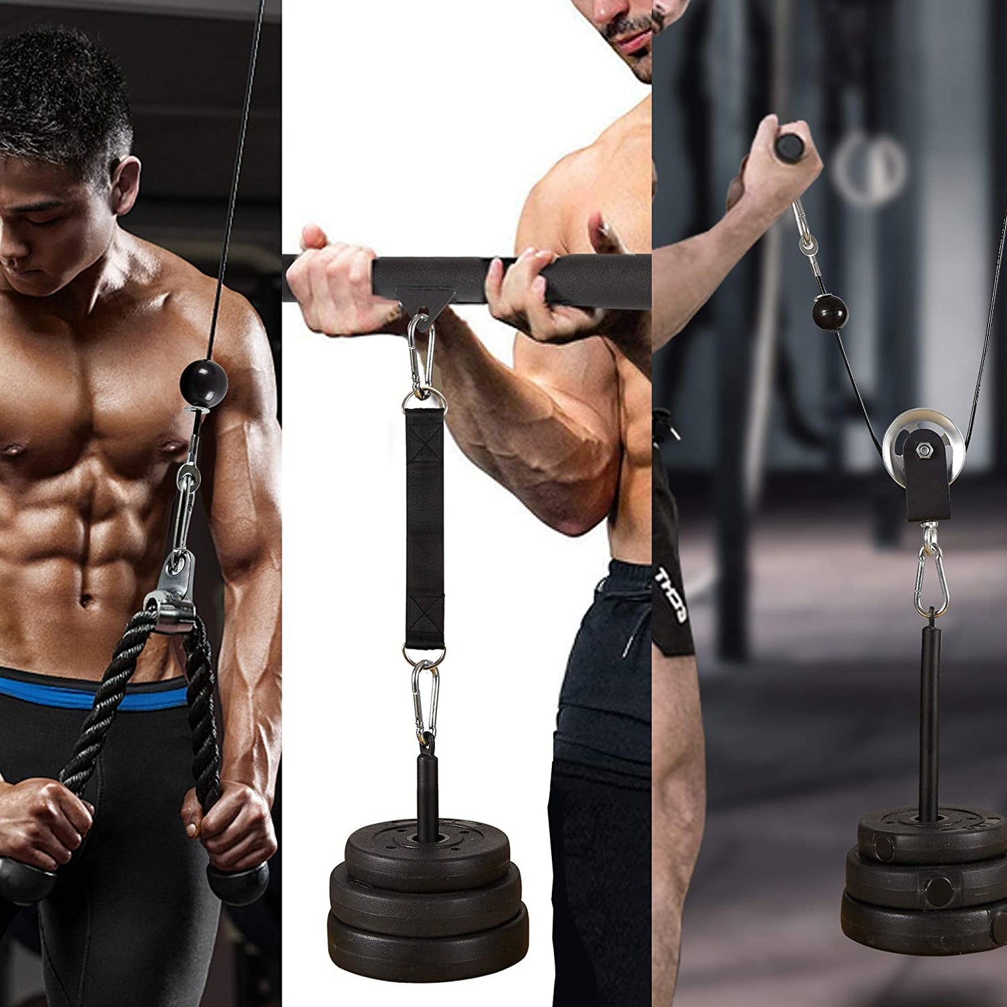 Taeku LAT Pulley System for Home Gym ā Strength Training Fitness Equipment Cable Machine for Triceps, Biceps, Back & Shoulder Workouts (100" Cable+ Adapter)