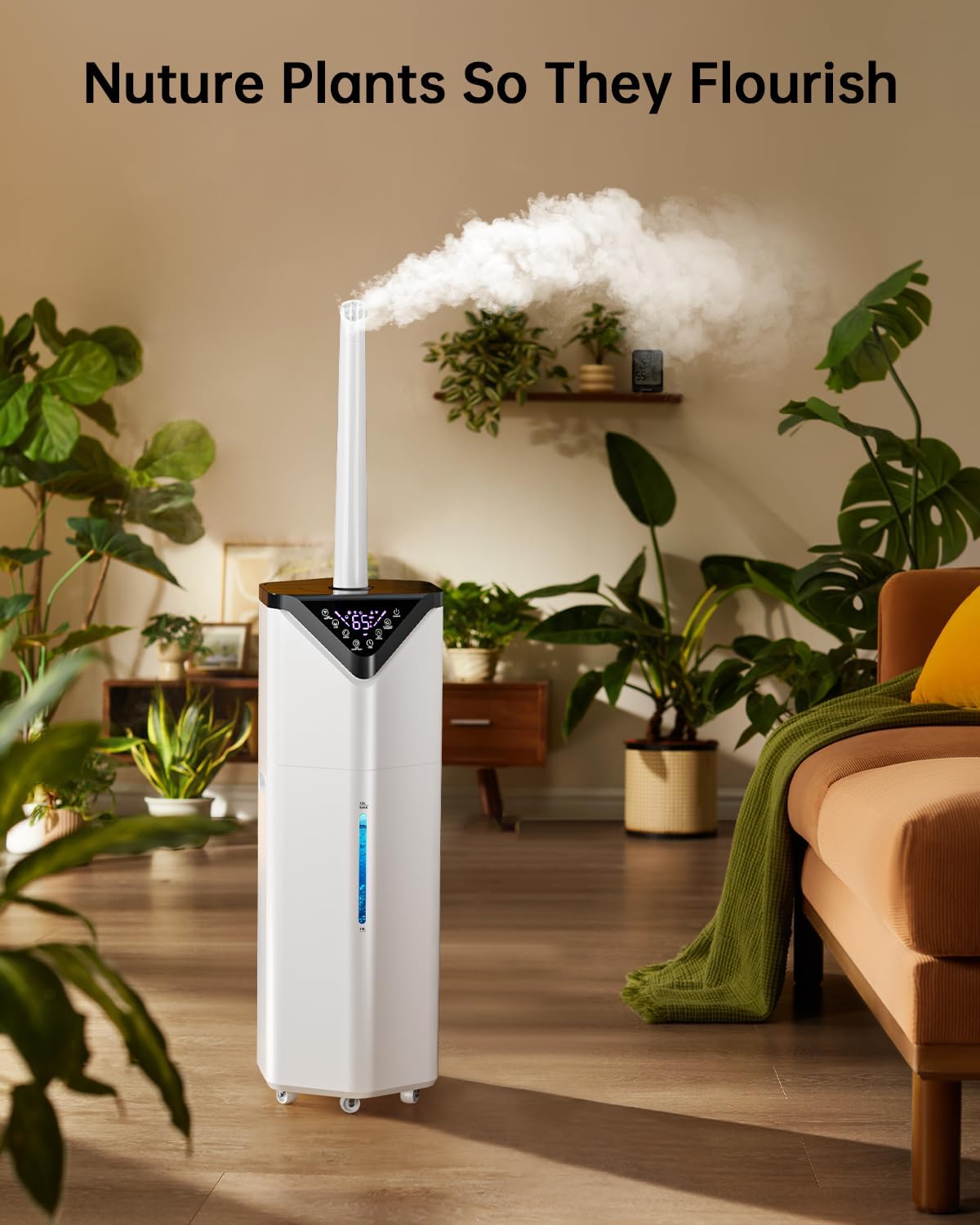 AERZY 5Gal Smart Humidifier Large Room up to 2800ftยฒ, 1000mL/h, APP & Remote Control, 180ยฐ Auto Rotating Nozzle, 24H Timer, 60H Supersized Cool Mist Humidifiers for Whole House Home Office Plants
