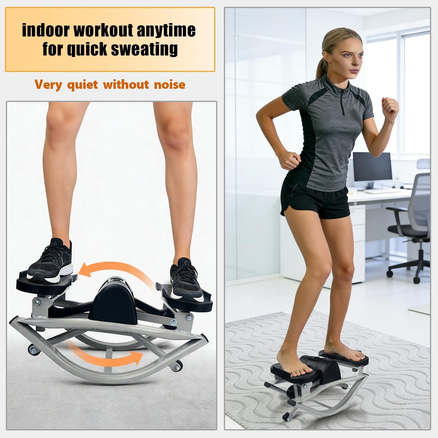 Rock Stepper Side to Side,Rock Stepper,Rock Stepper Machine for Exercise at Home- with Digital Display,Fitness Stepper for Arms,Legs & Glutes,Rock Stepper Workout for Office,Apartment (Black/Grey)
