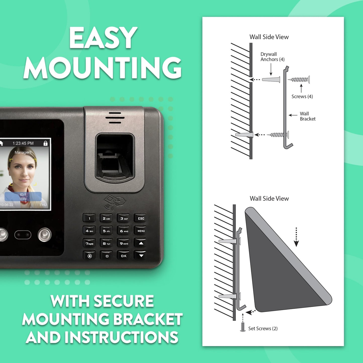 Acroprint Face Recognition Time Clock (No Monthly Fee) - RT200