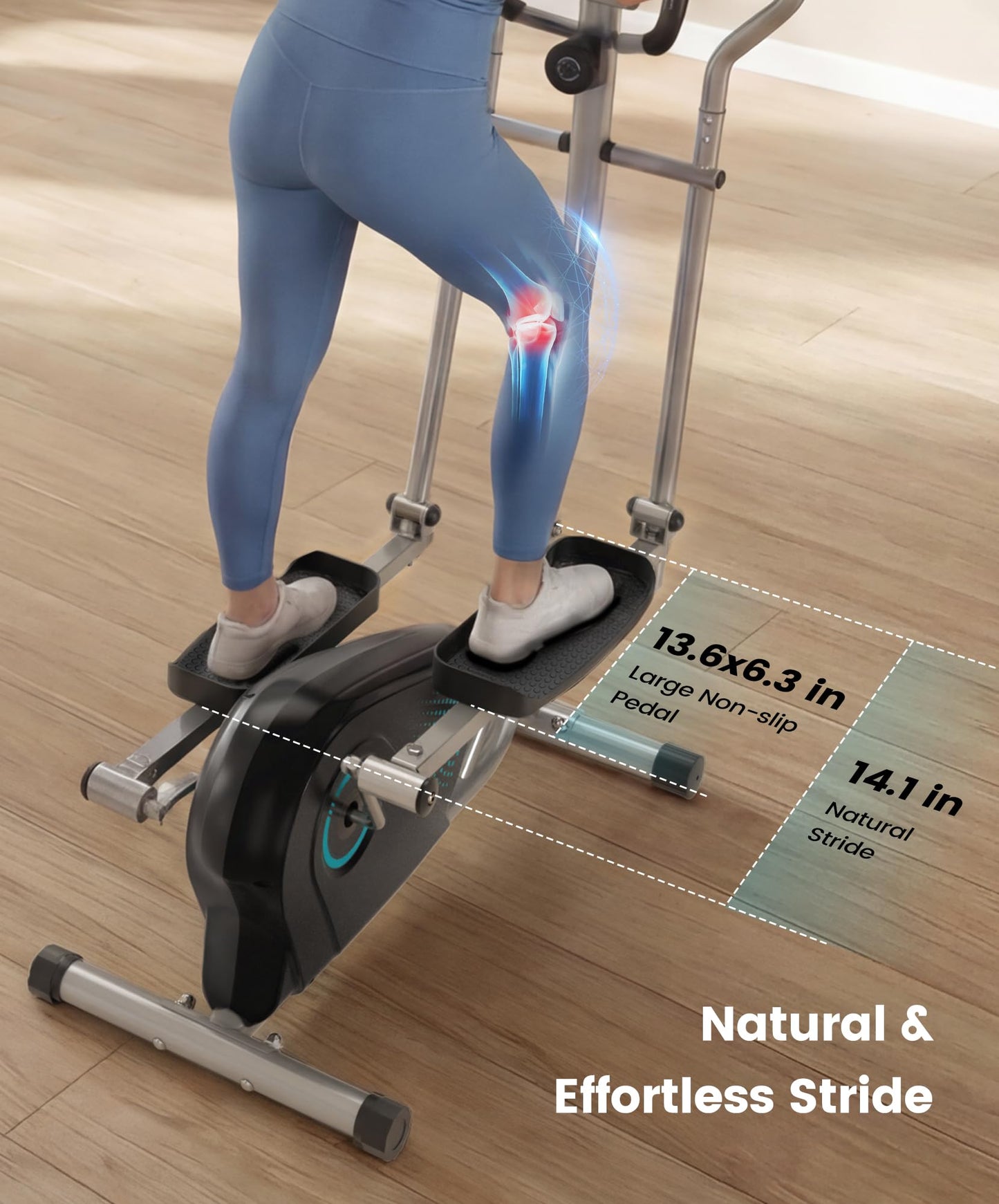 Dripex Elliptical Exercise Machine, Hyper-Quiet Magnetic Elliptical Machine for Home, 16-Level Resistance Elliptical Training Machines with 13.2LBS Flywheel, Pulse Sensor & LCD Monitor (Blue)