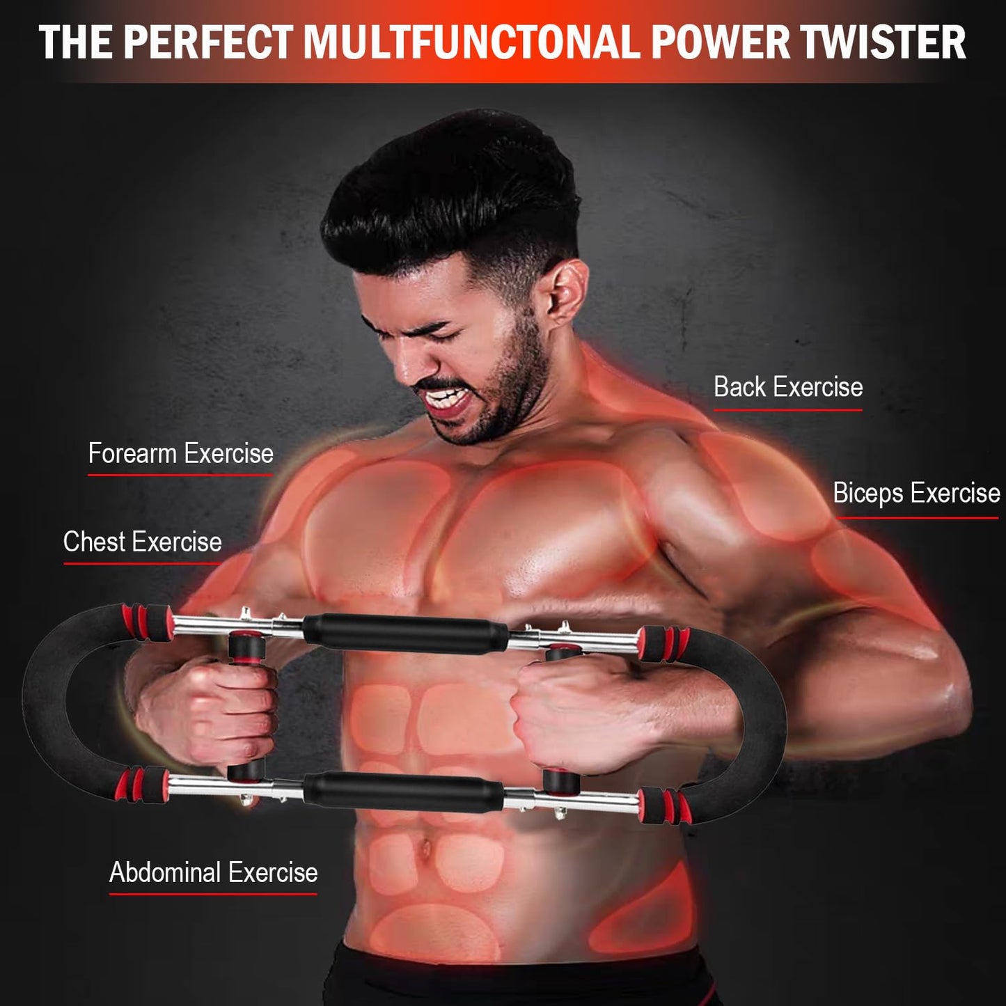 Latest-Gen Twister Arm Trainer, Adjustable Power Spring Workout Bar, Forearm Triceps Chest Exerciser Strengthener, Detachable Portable Home Fitness Equipment for Enhancing Upper Body Muscle
