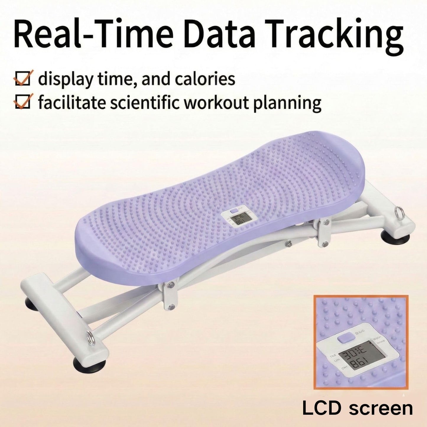 Balance Board for Adults, Rocking Stepper with Resistance Bands, Portable Wobble Board with LCD Monitor, 300 lbs Capacity Ski Trainer for Full Body Workout at Home Gym (Purple)