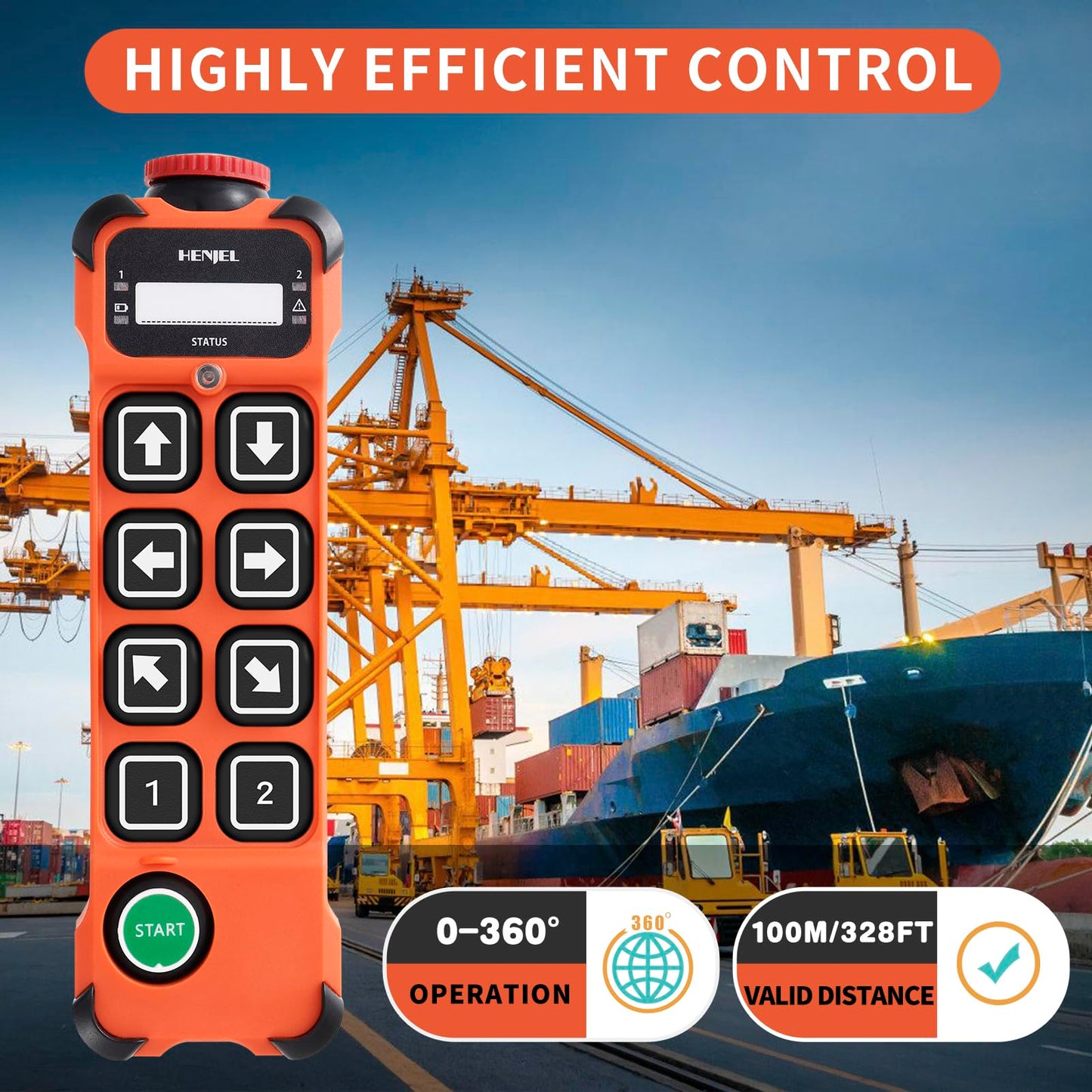 Crane Wireless Remote Control Industrial Hoist Overhead Bridge Crane Controller 8 Channel Button 2 Transmitters 24V 36V 110V 220V Receiver