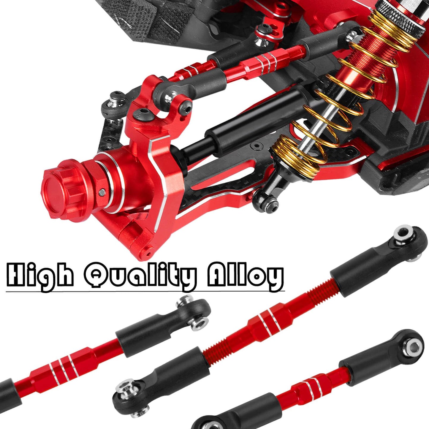 hopsupRC Upgrade Parts for 1/10 Big Rock 4X4 V3 3S BLX,RC Shocks&Arms&Caster Blocks hubs&25T Direct Mount Servo Saver&Steering Bellcranks&CVD&Support&Gearbox&Center Driveshafts&Links,Red