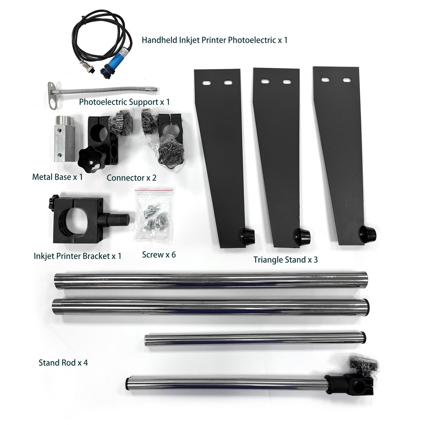 Handheld Inkjet Printer P15 with Adjustable Holder Stand and Sensor for Automatic Print, with Solvent 0.5 Inch Nozzle Ink Cartridge, for QRCode Barcode Production Date Time Logo Batch Number Print