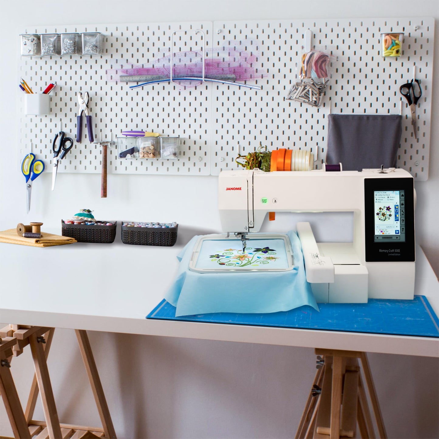 Janome Memory Craft 500E Limited Edition Embroidery Machine with FREE Bundle