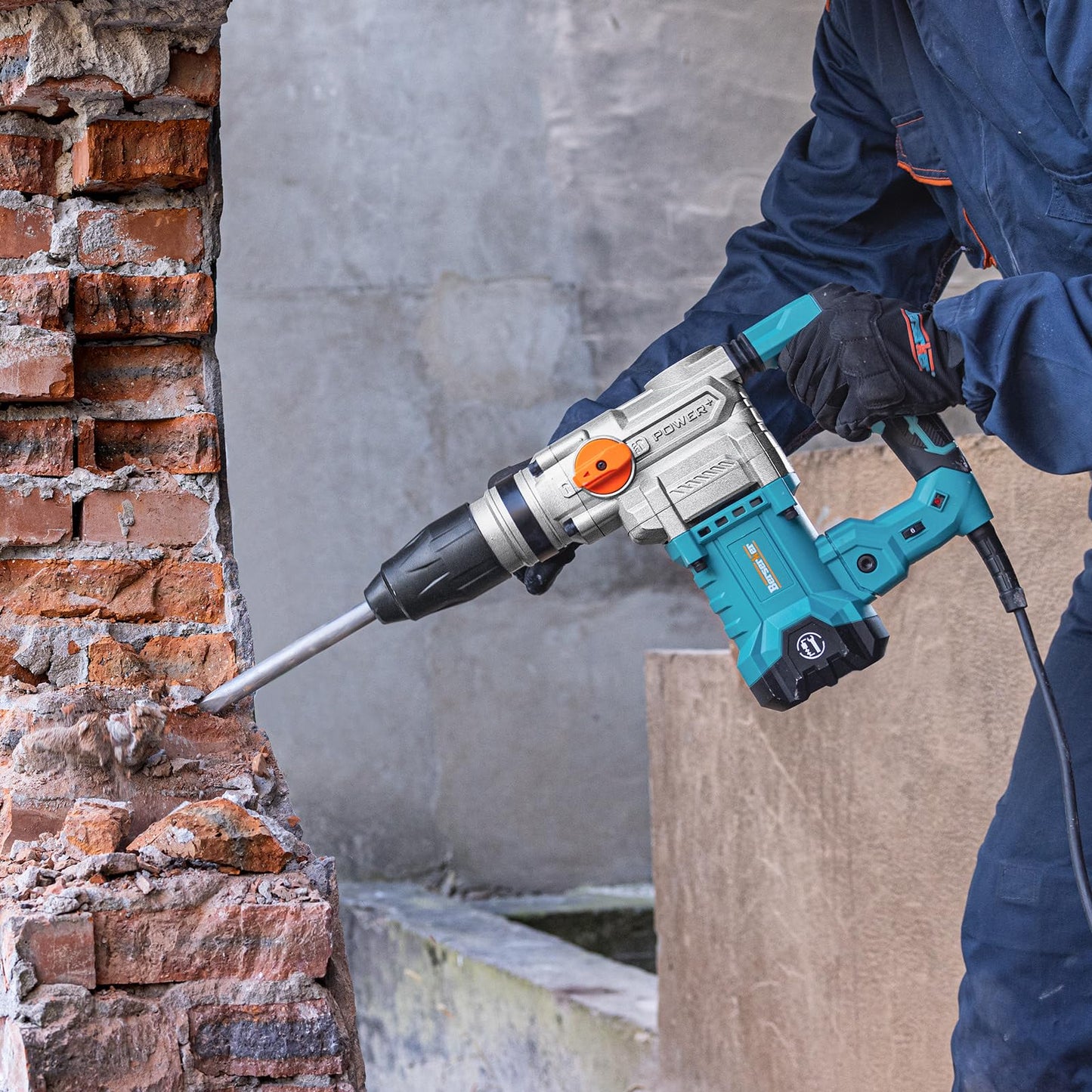 Berserker 1-9/16" SDS-Max Heavy Duty Rotary Hammer Drill with Vibration Control,Safety Clutch,13 Amp 3 Functions Demolition Rotomartillo for Concrete-Including 4 Drill Bits,2 Chisels,Carrying Case