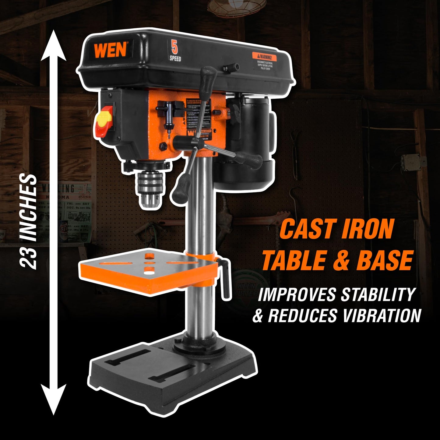 WEN 2.3-Amp 8-Inch 5-Speed Cast Iron Benchtop Drill Press (4206T)