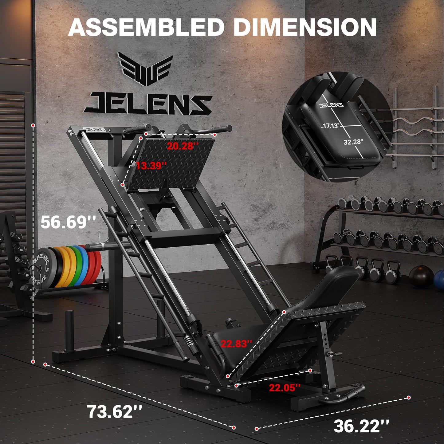 JELENS Leg Press Hack Squat Machine, Leg Machine for Home Gym with Linear Bearing, L11 Professional Adjustable Leg Exercise Machine, Lower Body Workout