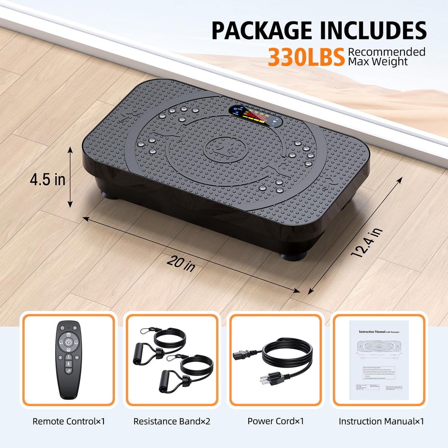 OVANZA Vibration Fitness Plate Exercise Machine, Professional Automatic Mode Full-Body, Promotes Lymphatic Circulation, Burns Fat & Weight Loss, Home Fitness Equipment - 330 LBS for Women and Men