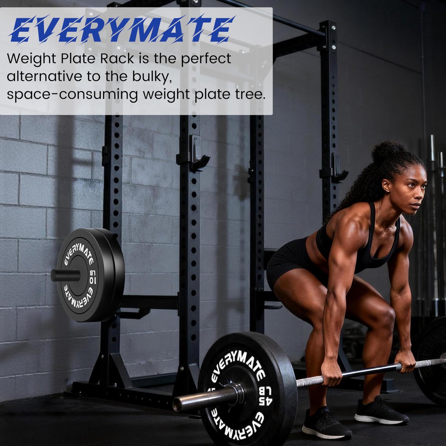 EVERYMATE Power Rack & Squat Rack Attachments Olympic Weight Plate Holder – Fits 2.36x2.36 Inch Tubes, 1" Hole – Bumper Plate Storage(4 pack)