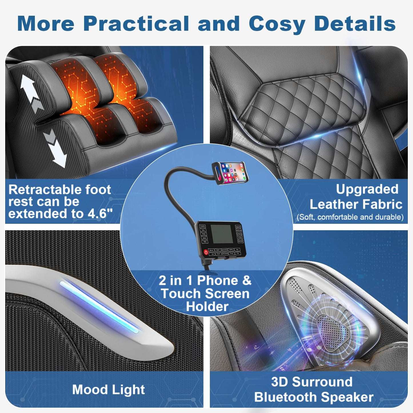 NAGLIFOR Massage Chair Full Body, Zero Gravity Massage Chair 2026 for Back Fatigue with 10 Fixed Rollers, Heating, Airbags, Phone Controller, Bluetooth Speaker, Nightlights for Living Room, Bedroom