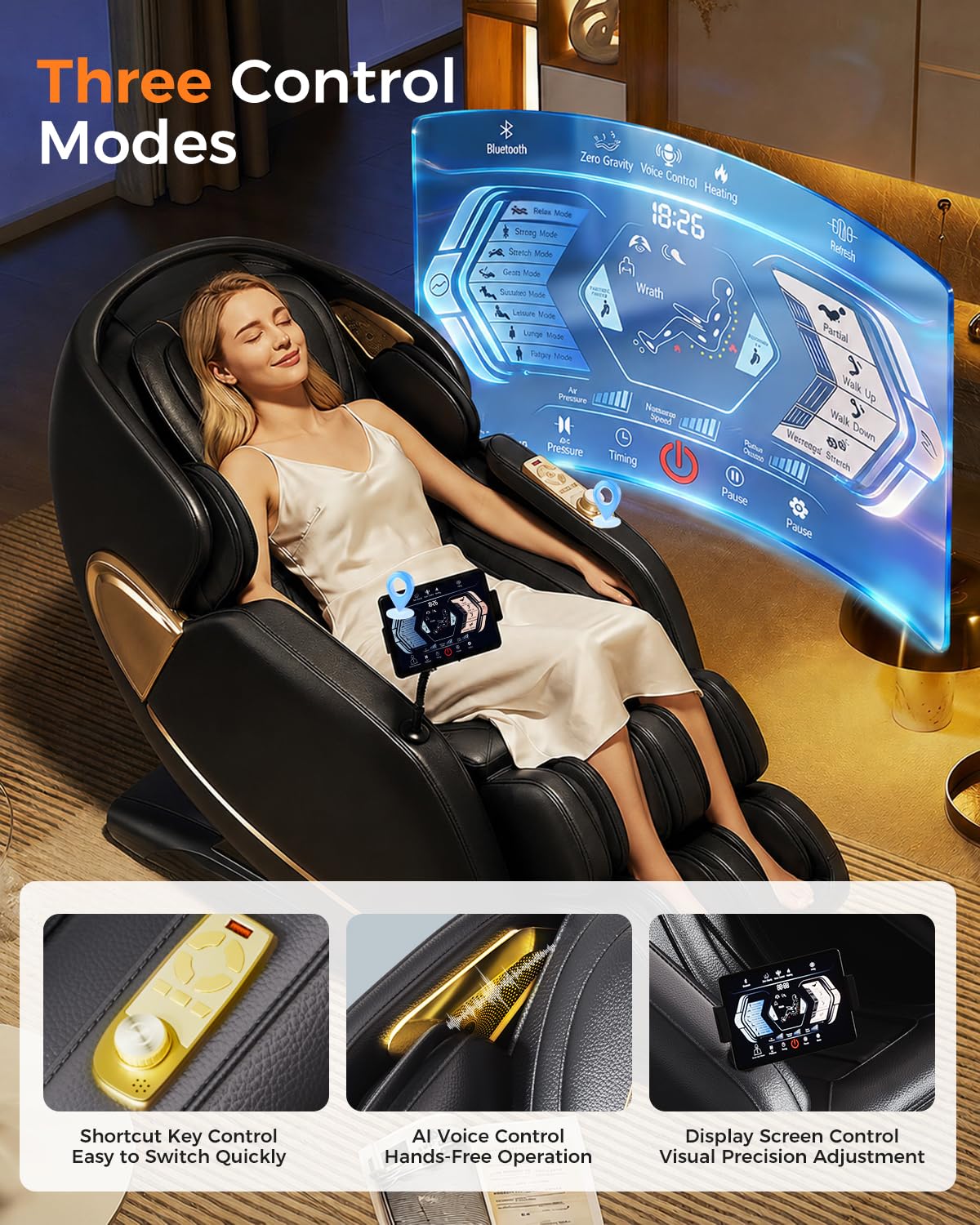 DAHAIY 𝟐𝟎𝟐𝟔 𝐍𝐞𝐰 𝐔𝐩𝐠𝐫𝐚𝐝𝐞 3D Massage Chair Full Body, AI voice control, PU Leather Zero Gravity Heated Back Foot Hand Massage Recliner Chairs, Living room furniture,Office,Portable - Black