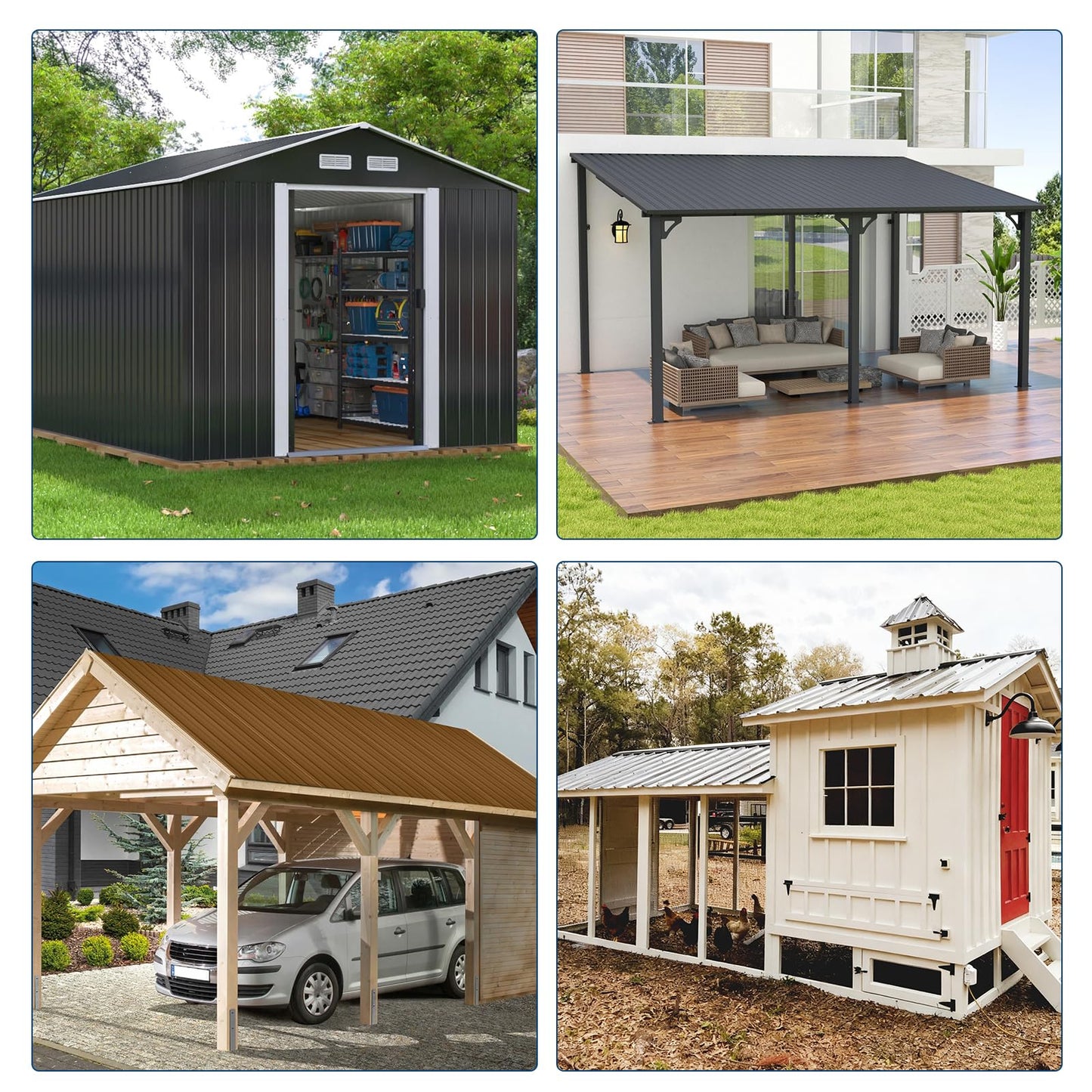 Garvee Metal Roofing Panels, 20 Pcs Waterproof Corrugated Metal Roof Panels, Heavy Duty Galvanized Steel Roof Sheets with Screws for Carports, Porch, Pergola, Easy to Install, 60.63 in x 16.77 in