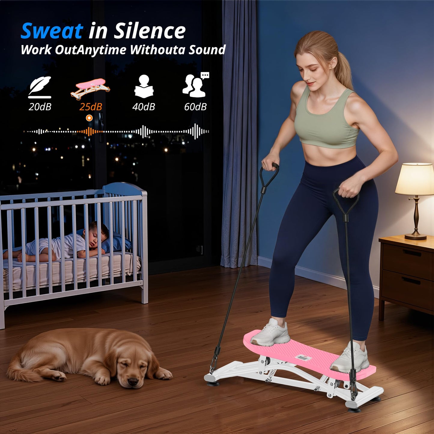 RYGEO Balance Board with Resistance Bands, Versatile Rocking Stepper, Wobble Board Featuring LCD Monitor, 332 lbs High-Capacity Ski Twister Trainer for Full Body Exercise at Home