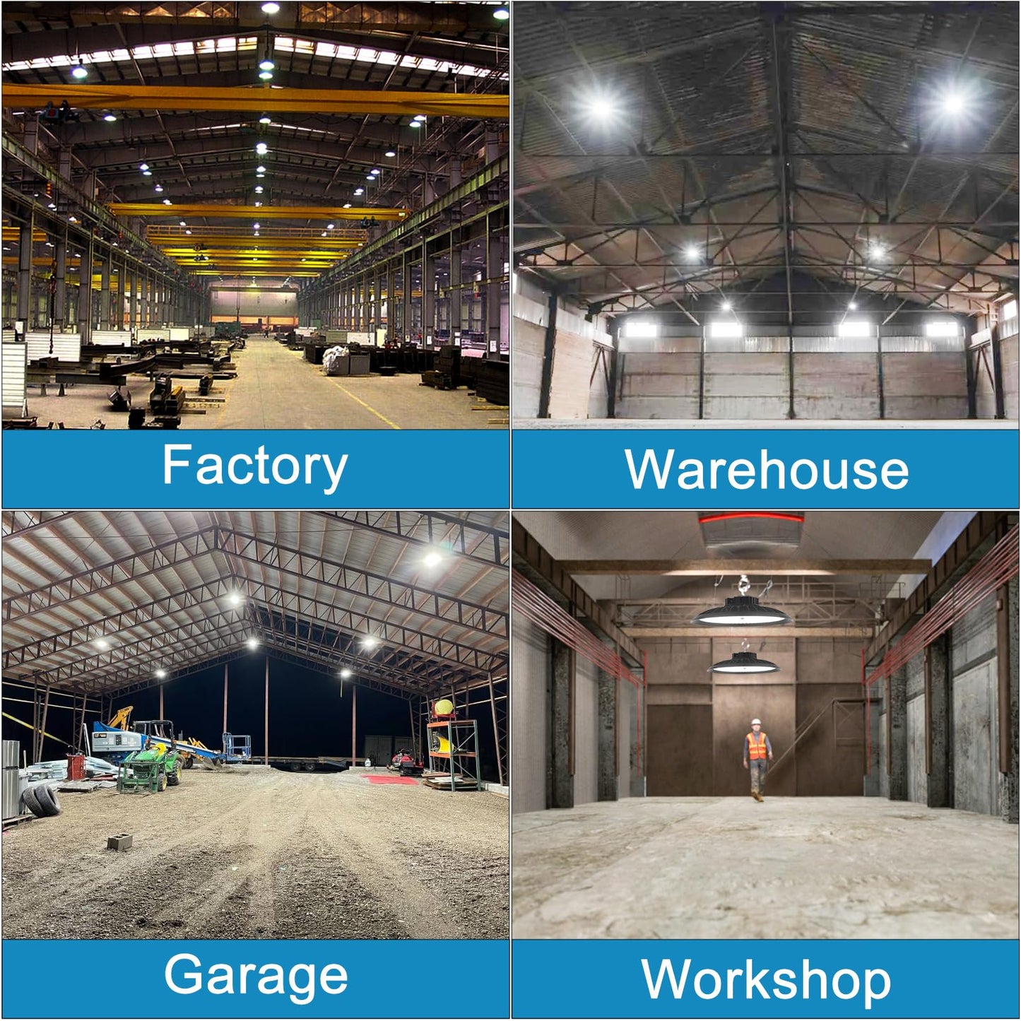 Upgrade 300W High Bay LED Shop Light 45000lm (Eqv.1200W MH/HPS) UFO High Bay Lighting, ETL UFO Lights AC100-277V High Bay LED Light Warehouse,Workshop, Garage & Barn,Plug & Play-6Pack