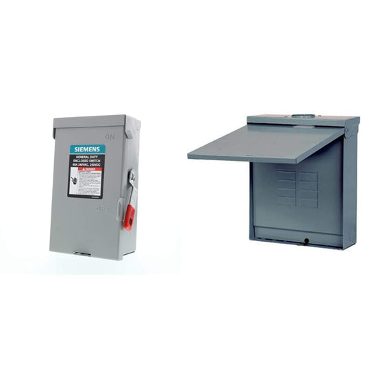 SIEMENS 2P 60A 240V General Duty Safety Switch Outdoor, Non-Fusible and SIEMENS W0816ML1125CU 125 amp Load Center