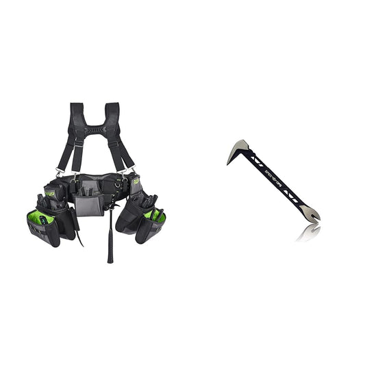 AWP TrapJaw Pro Framing Tool Rig with Spring-Loaded Technology, Premium Tool Belt & Spec Ops Tools 10" Nail Puller Cats Paw Pry Bar, High-Carbon Steel, 3% Donated to Veterans,