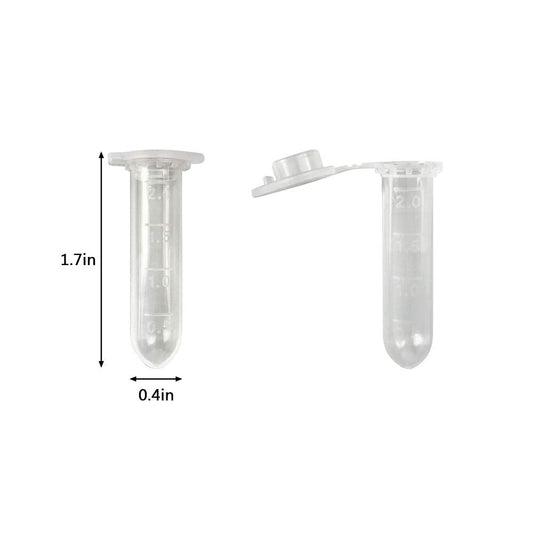 Centrifuge Tubes 200 Pack 2ml Polypropylene Clear Graduated Mirco Test Tubes with Snap Cap for Sample Storage Container No-Leak