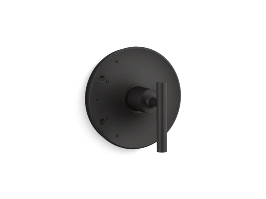 KOHLER K-TS14423-4-BL Purist Rite-Temp Valve Trim with Lever Handle, Faceplate with Handle, Trim Only, Valve Required, Matte Black