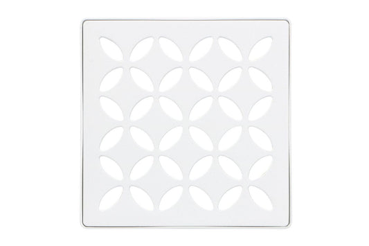 Schluter Kerdi-Drain Grate Kit with Integrated Slope Bonding Flange - Ideal for Bathroom or Wet Rooms - 4" Matte White Floral, Adjustable - KDIF4GRKMBWD5