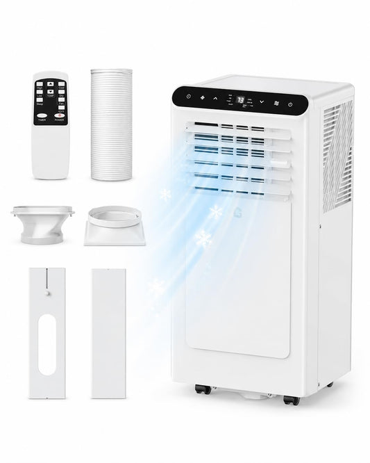 10000 BTU Portable Air Conditioners, Portable AC Unit for Room Up to 450 Sq.Ft, Cooling, Dehumidifier & Fan Modes, Remote Control, Dust Filter, 50 dB Quiet Operation, for Bedroom Office Apartment