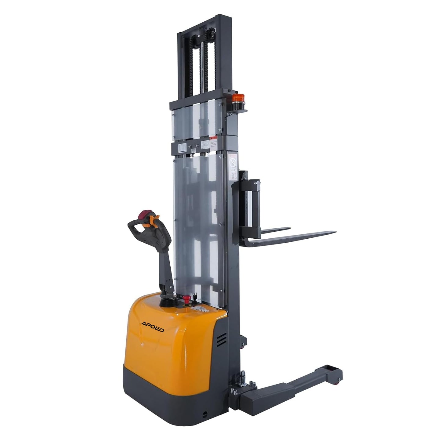 APOLLOLIFT Fully Powered Drive and Lift Electric Stacker with Straddle Legs 3300 lbs Capacity 118" Lift Height, Adjustable Forks Material Lift