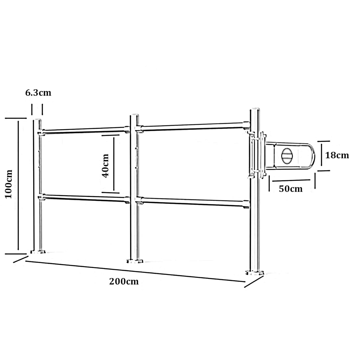 Stainless Steel Supermarket Cashier Counter Safety Gate - Black 200x100CM 1-Way Pedestrian Access Spring-Loaded Automatic Swing Door for Libraries and Entrances