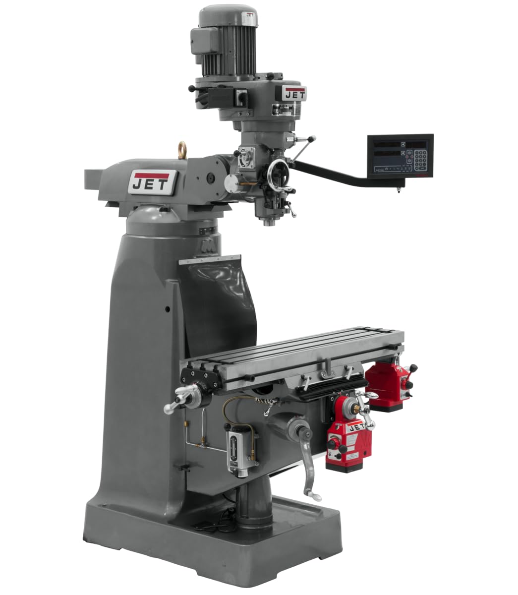JET Vertical Milling Machine, Newall NMS800 DRO, X & Y-Axis Powerfeeds, 115/230 1Ph (Model JTM-2)